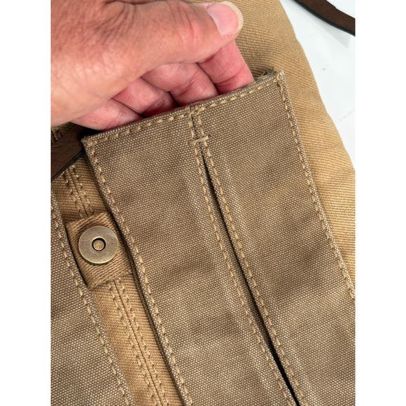 FOSSIL Crossbody Organizer Beige Canvas Handbag Shoulder Boho Hippie Vintage Bag - Picture 7 of 14